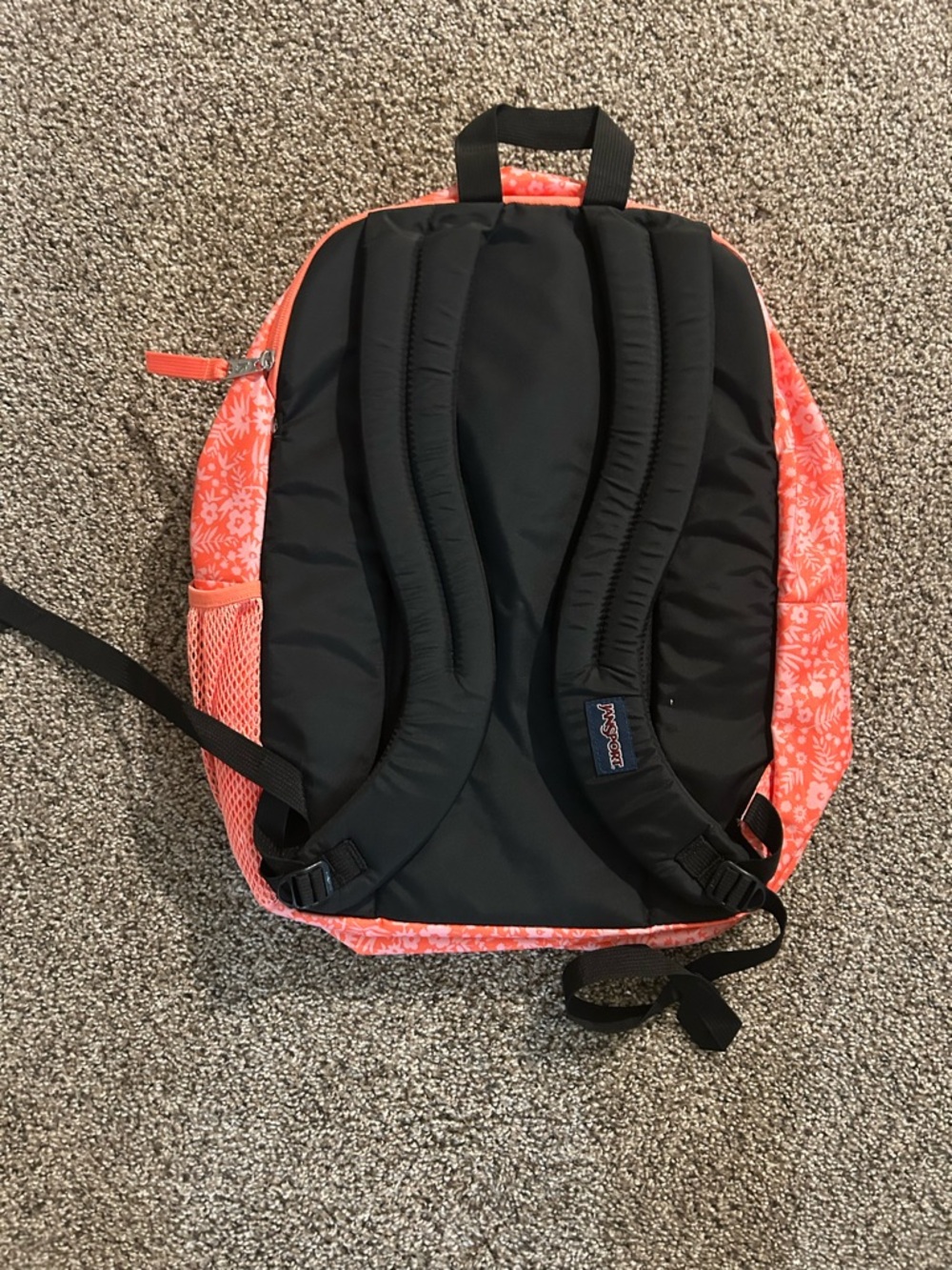 JanSport Coral Pink/Orange Floral Backpack - Picture 2 of 2
